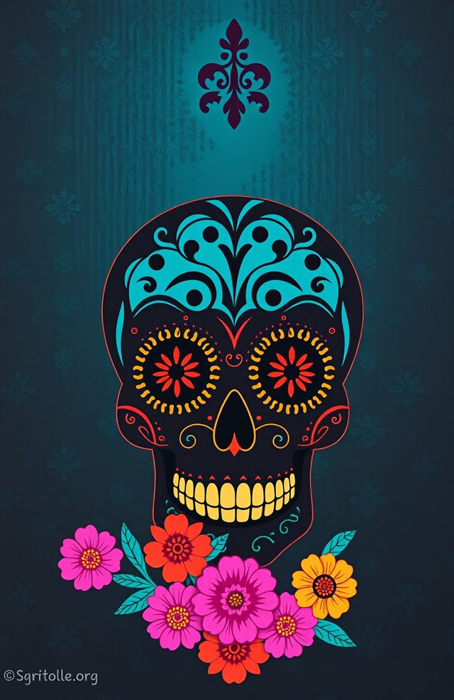Charcoal Marigold Skull