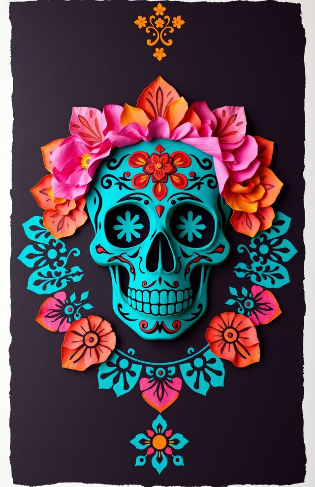 Marigold Skull Papel Picado
