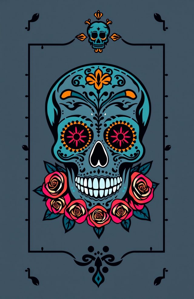 Charcoal Rose Skull