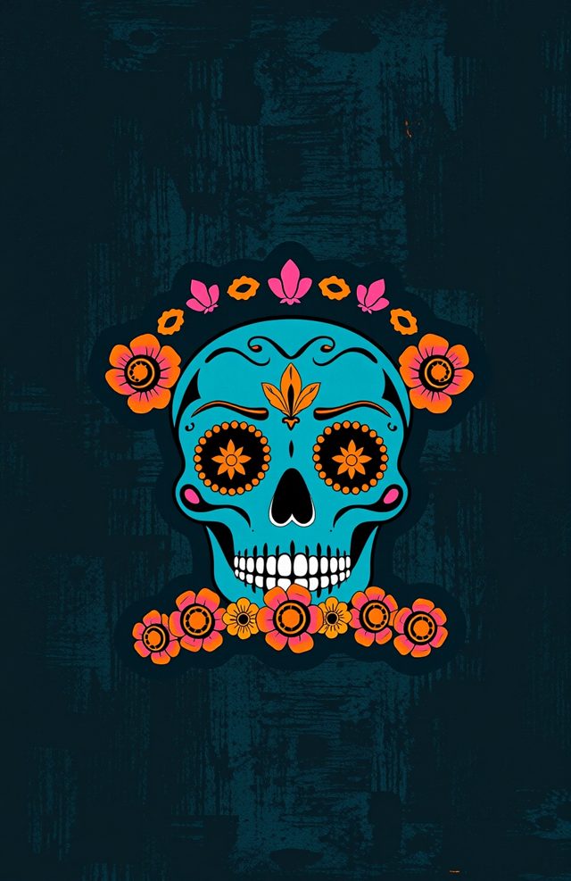 Teal Skull Garland