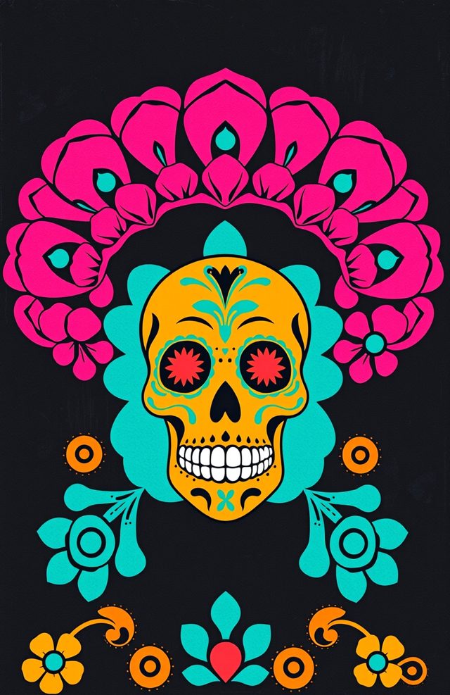 Marigold Skull Teal