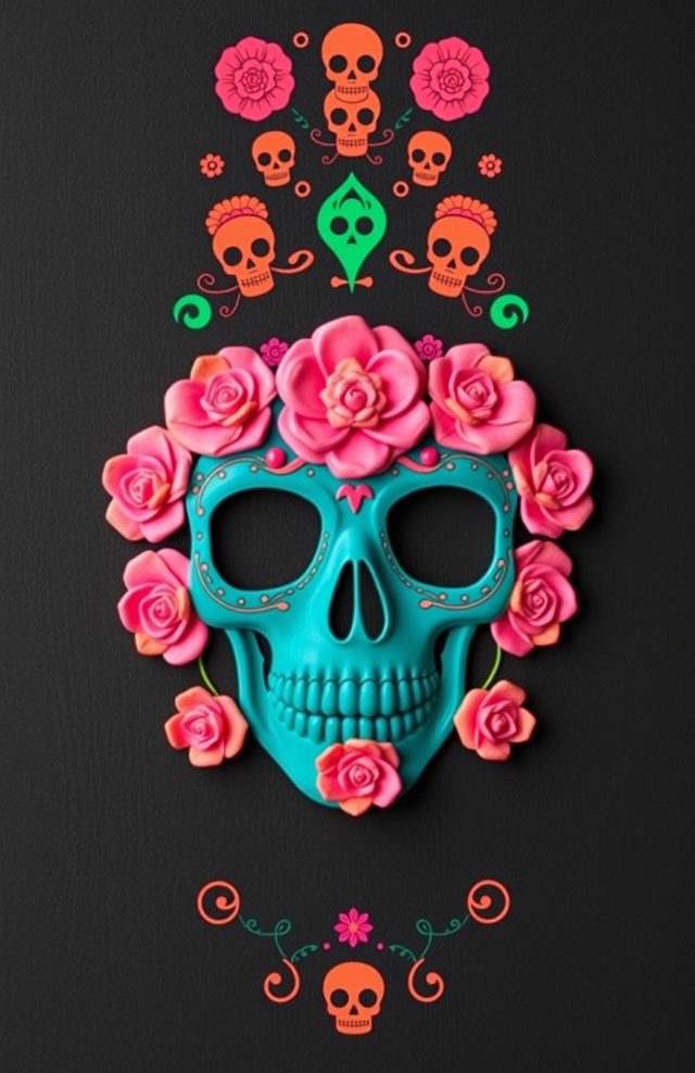 Teal Skull Marigold