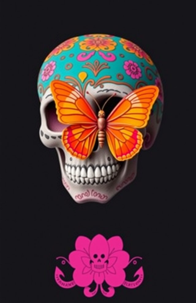 Pink Skull Marigold Butterfly