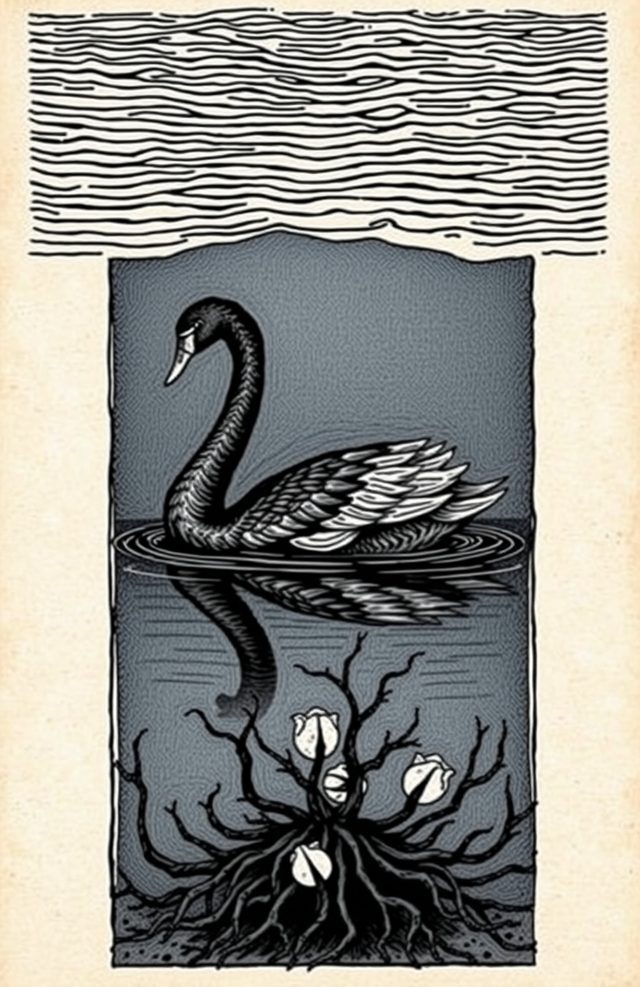 Black Swan with Water Hemlock