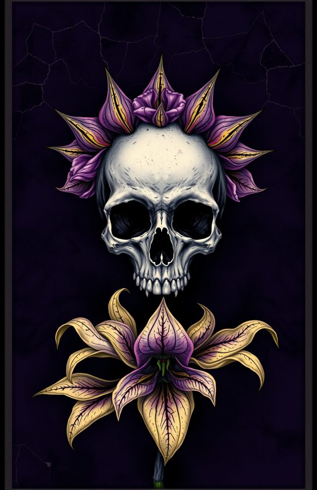 Skull with Wilted Lilies
