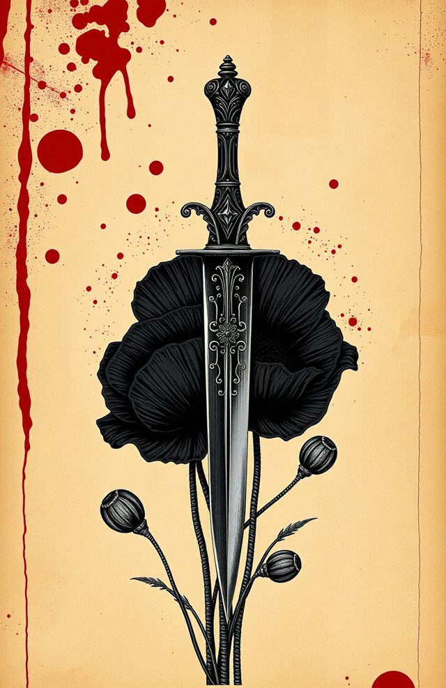 Gothic Dagger with Black Poppies