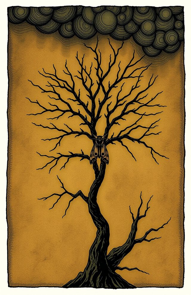 Dead Tree with Hanging Cocoon