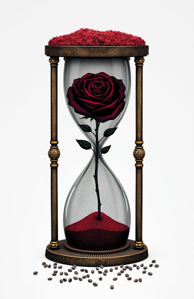 Black Rose with Broken Hourglass