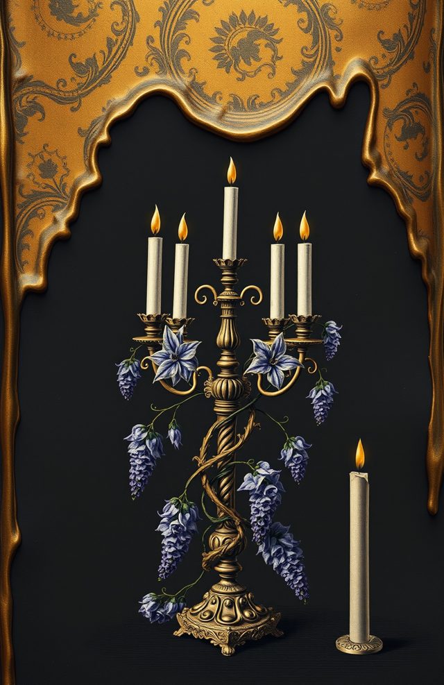 Gothic Candelabra with Dead Wisteria