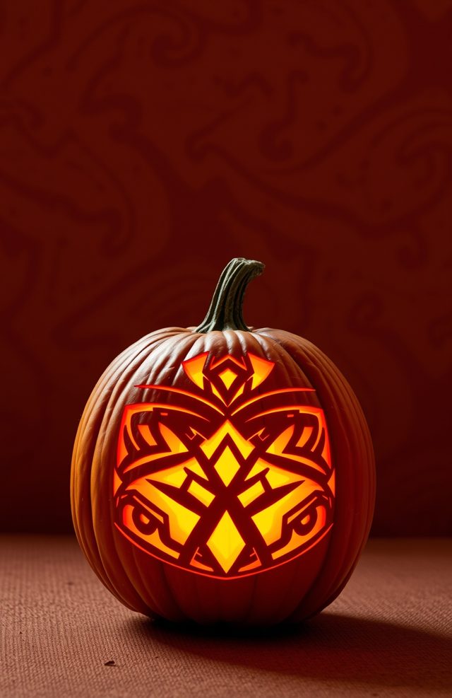 Pumpkin with Glowing Tribal Marks