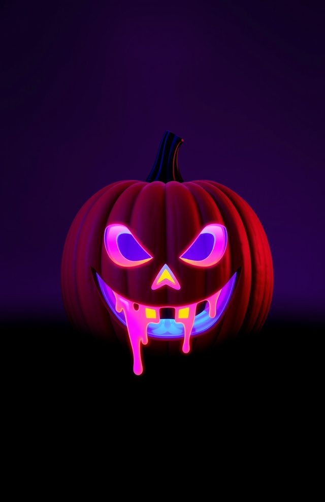 Pumpkin with Glowing Neon Drips