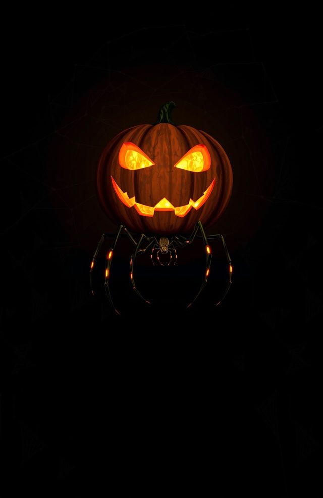 Pumpkin with Glowing Spider Legs