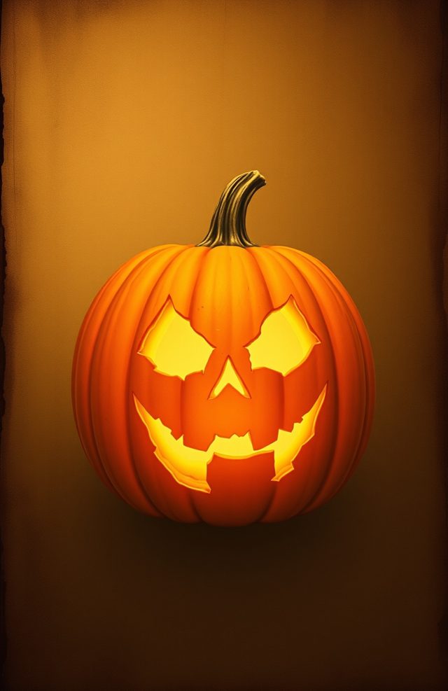Pumpkin with Glowing Haunted Portrait