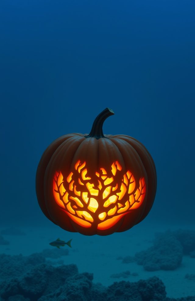 Pumpkin with Glowing Coral Reef