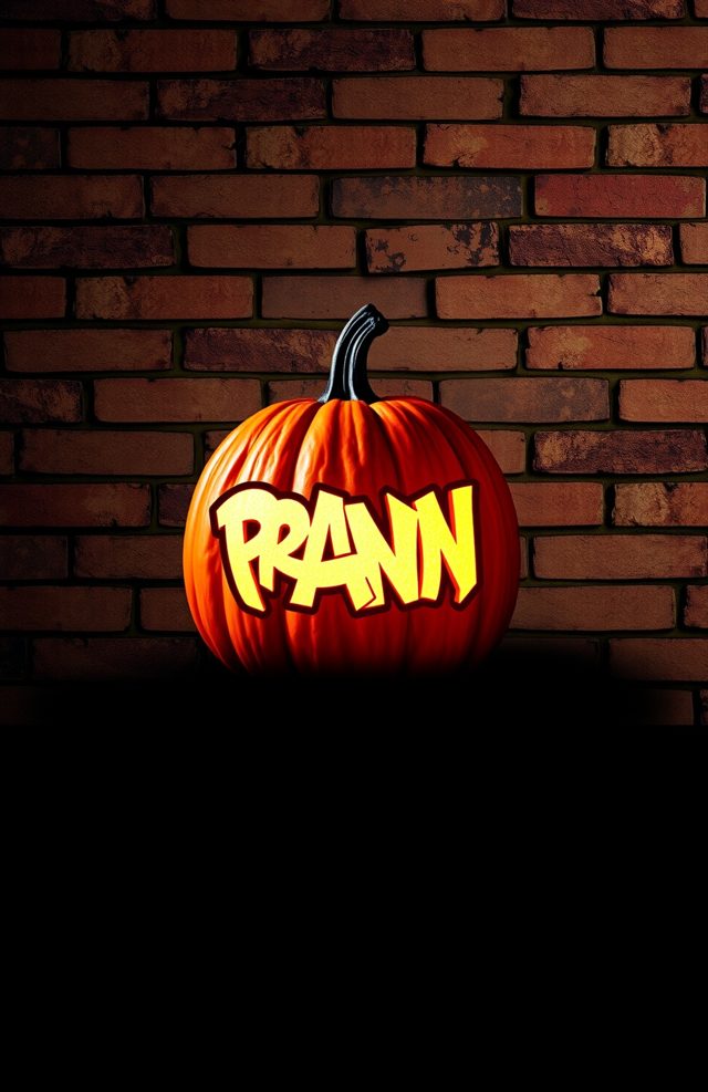 Pumpkin with Glowing Graffiti Tags