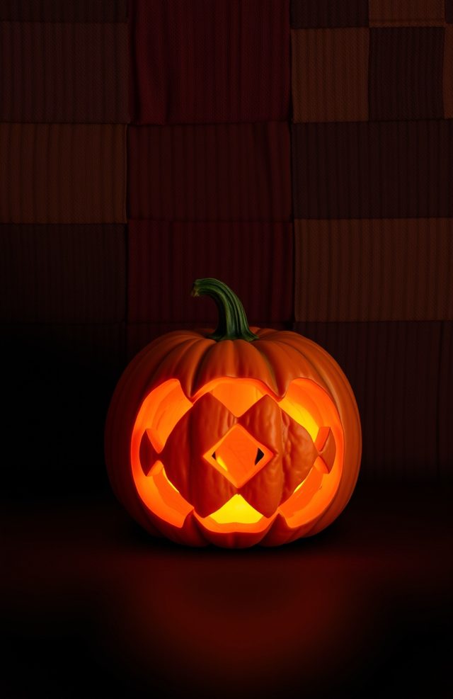 Pumpkin with Glowing Quilt Patterns