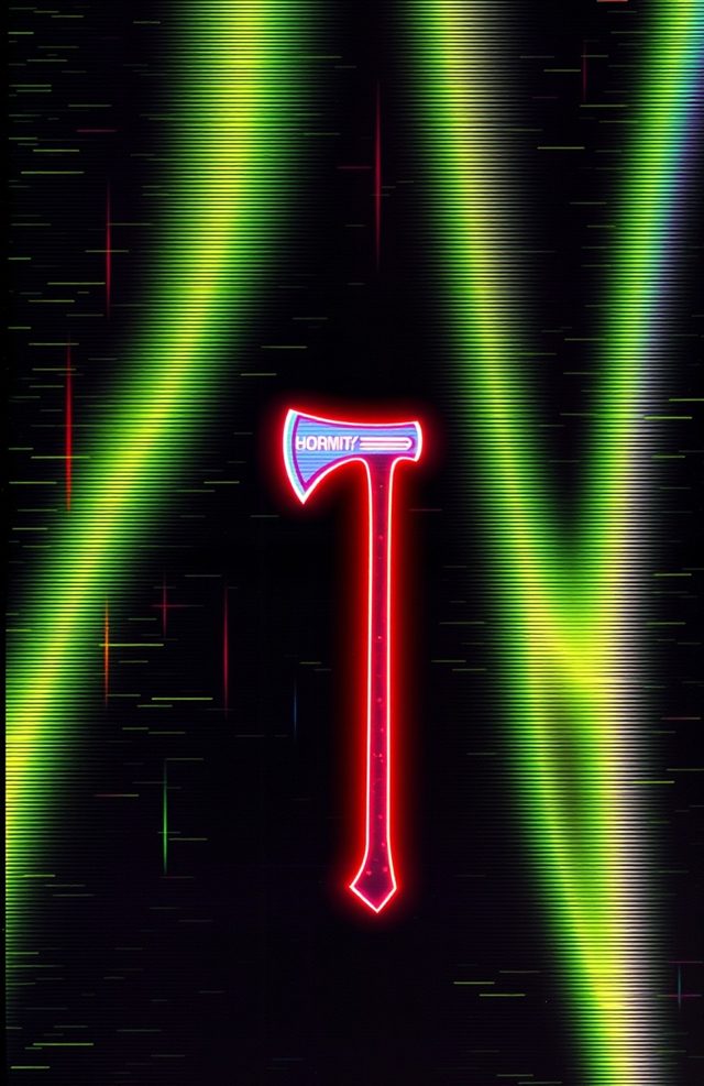 Glitchy Neon Axe
