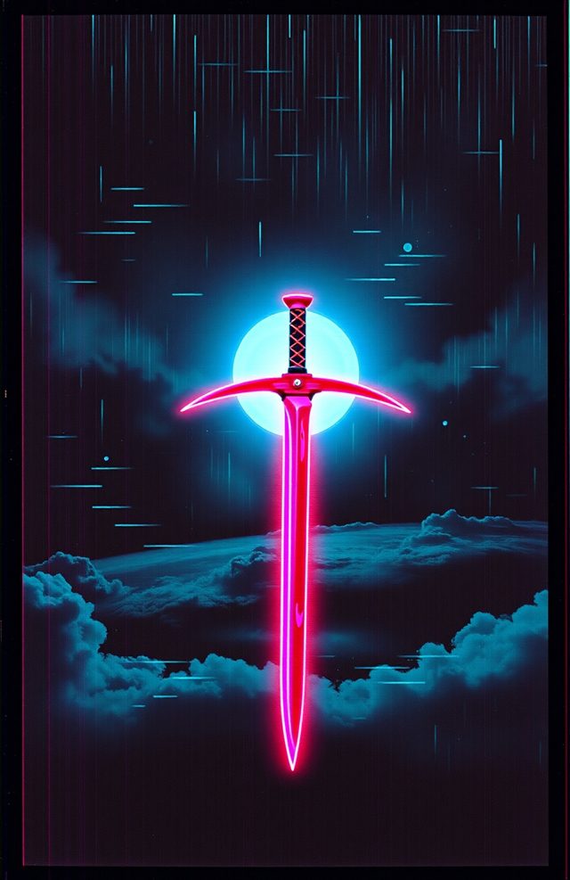 Glitchy Neon Scythe