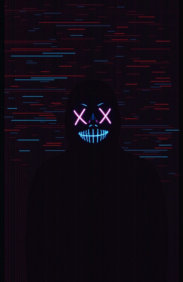 Glitchy Neon Masked Figure
