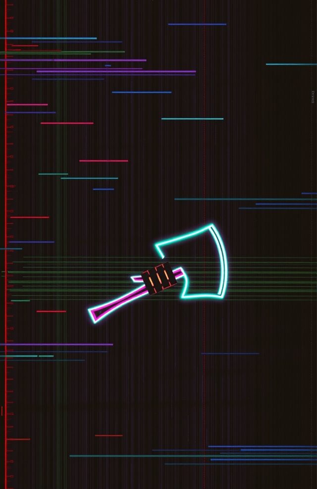 Glitchy Neon Axe Hand