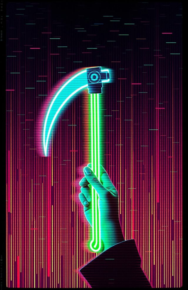 Glitchy Neon Scythe Hand