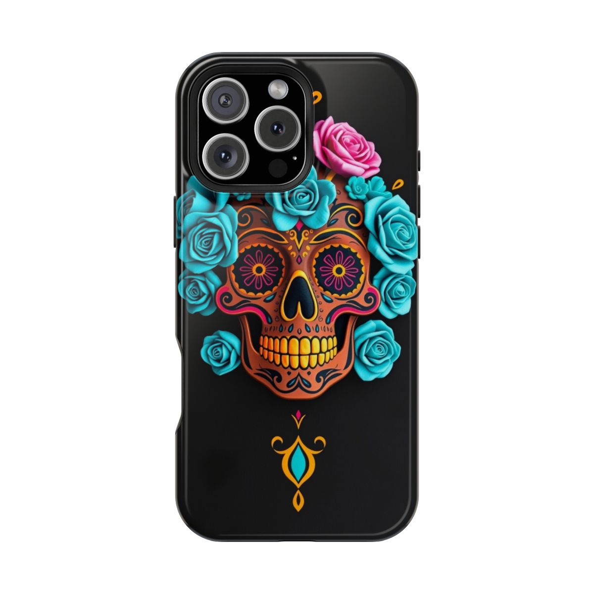 Teal Rose Skull