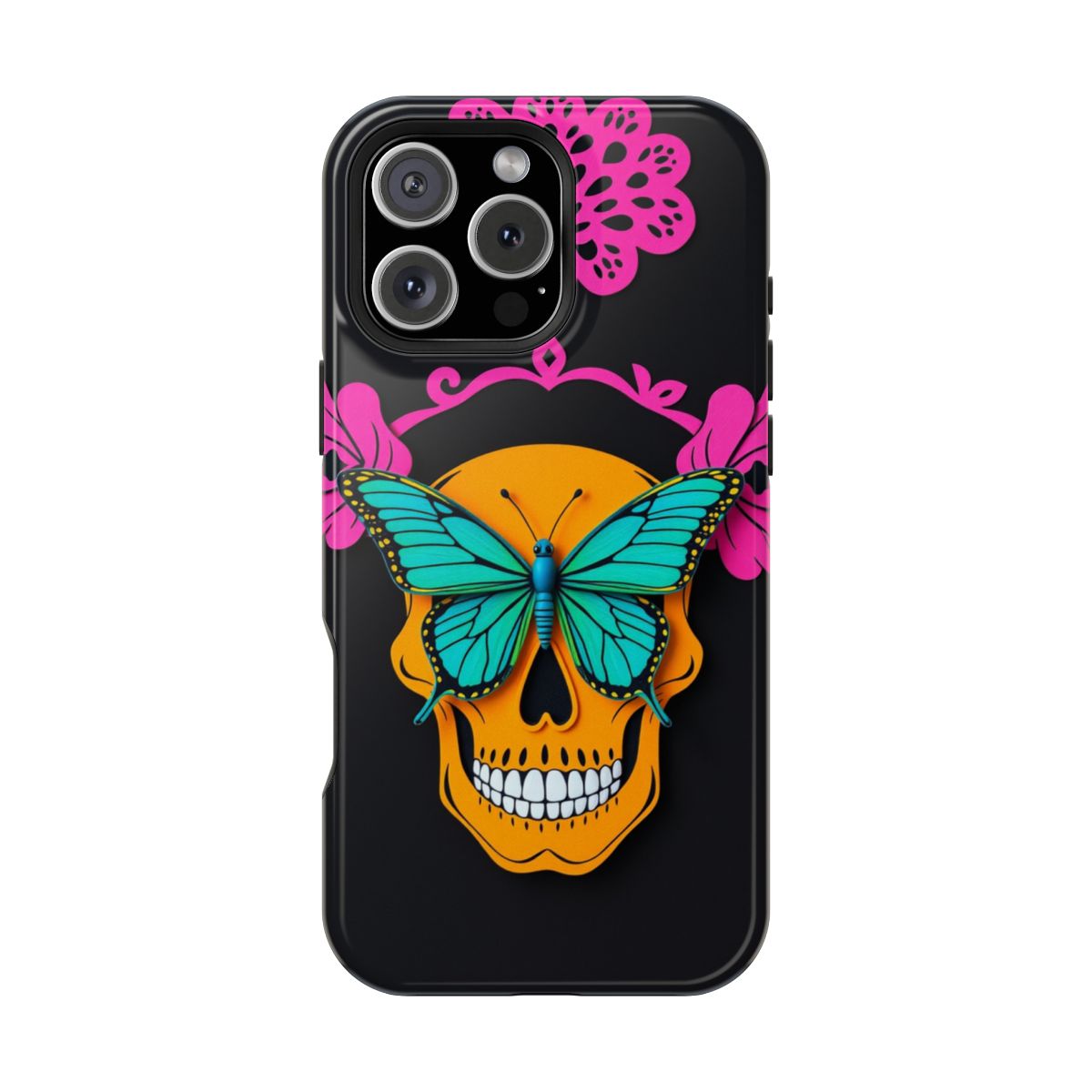 Marigold Skull Teal Butterfly