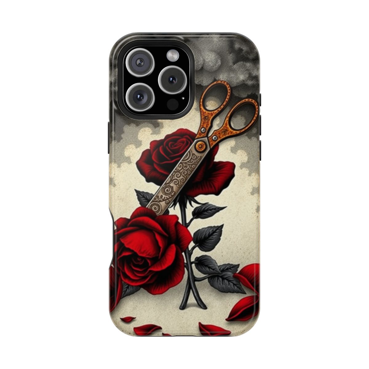 Black Rose with Rusted Scissors