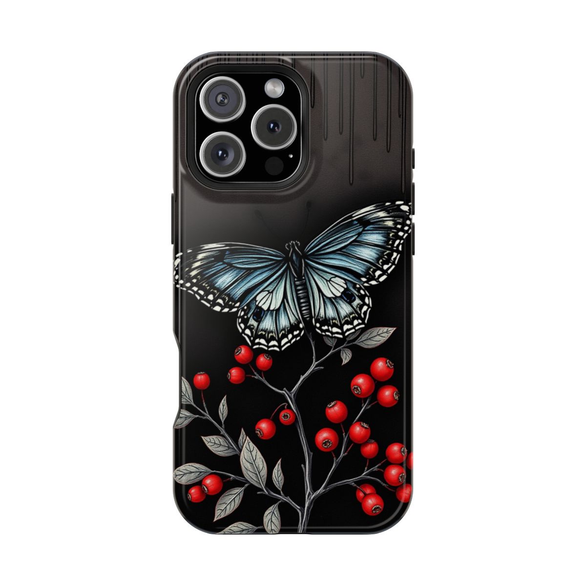 Black Butterfly on Yew Branch