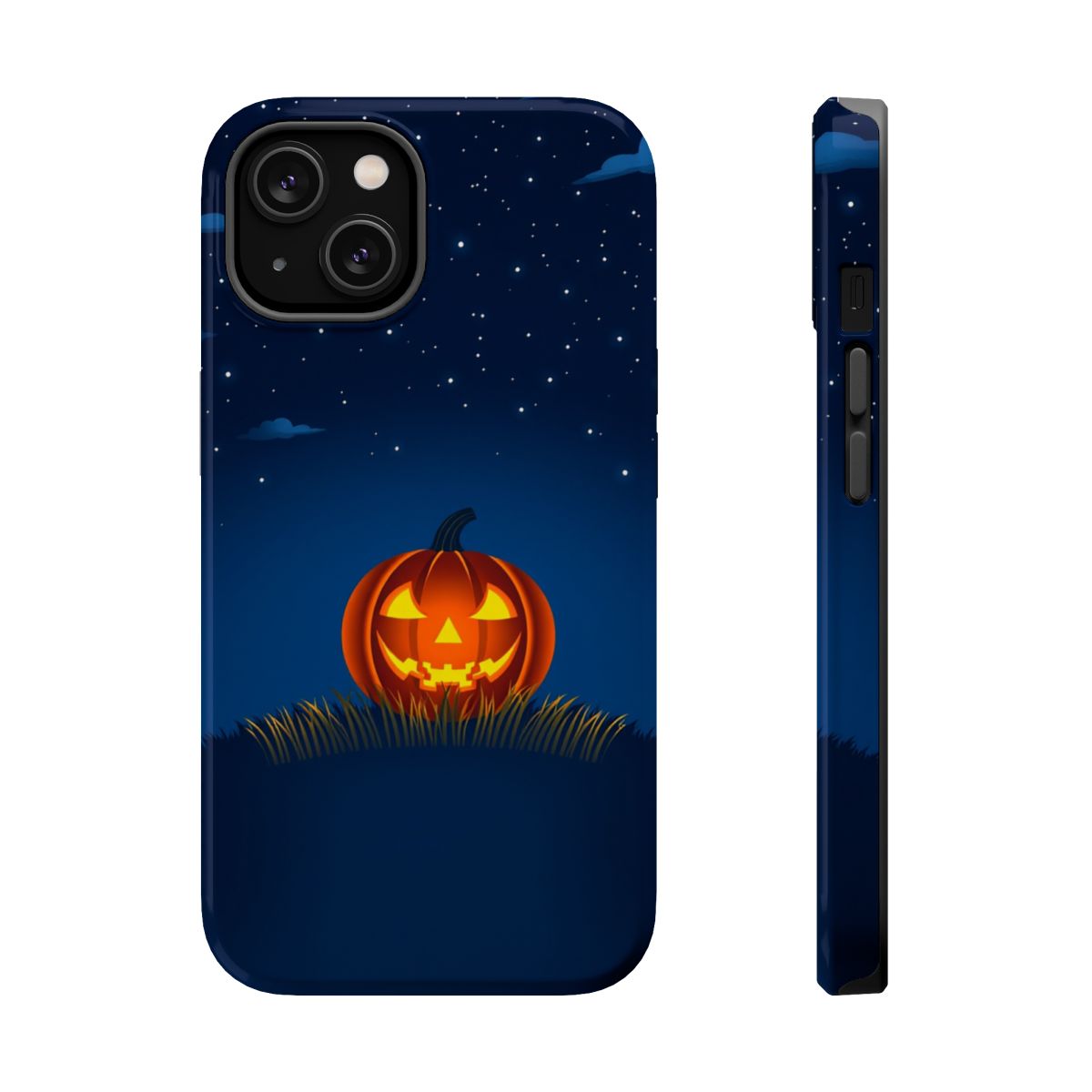 Glowing Jack-O-Lantern in Moonlit Field