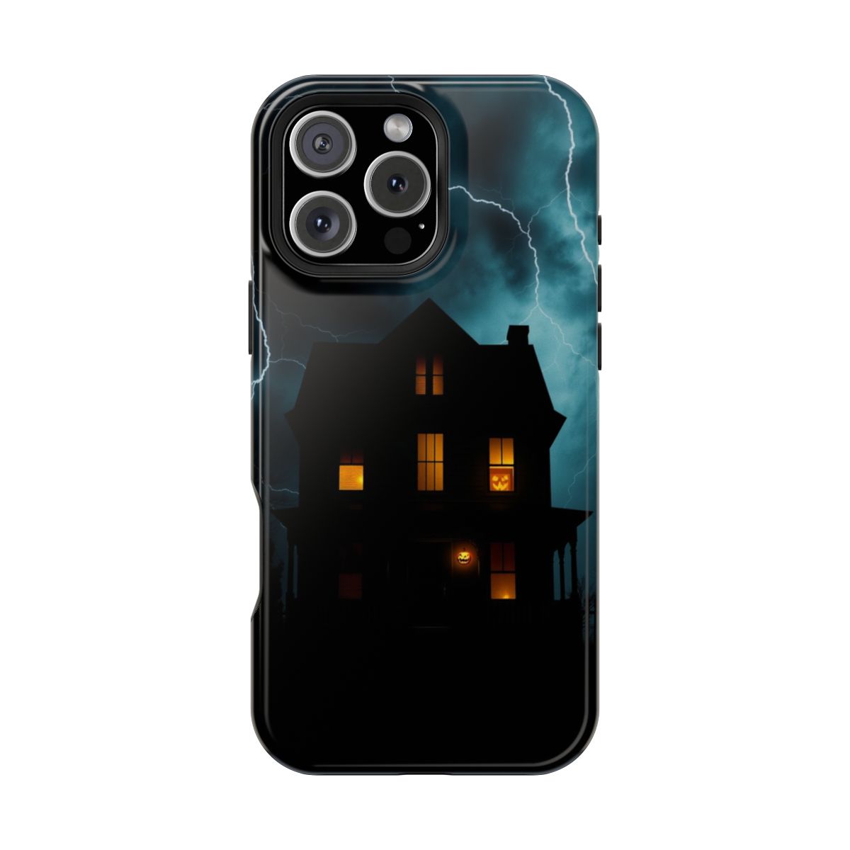 Haunted House Silhouette with Pumpkin