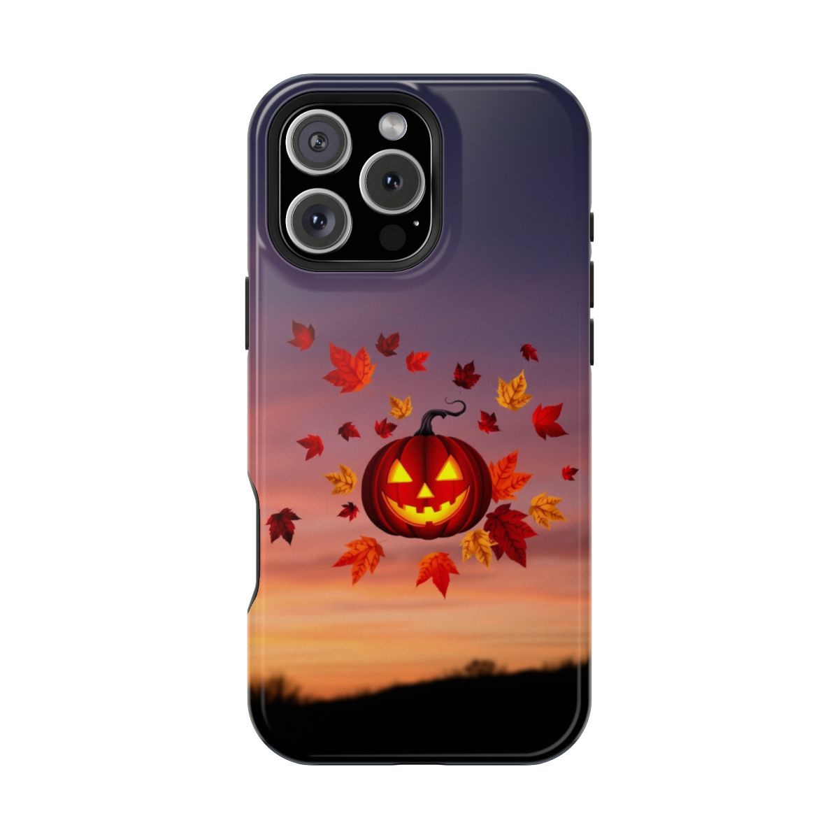 Autumn Leaves Floating Around Pumpkin