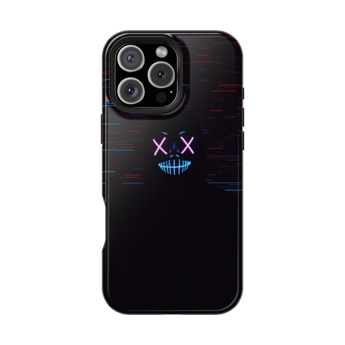Glitchy Neon Masked Figure