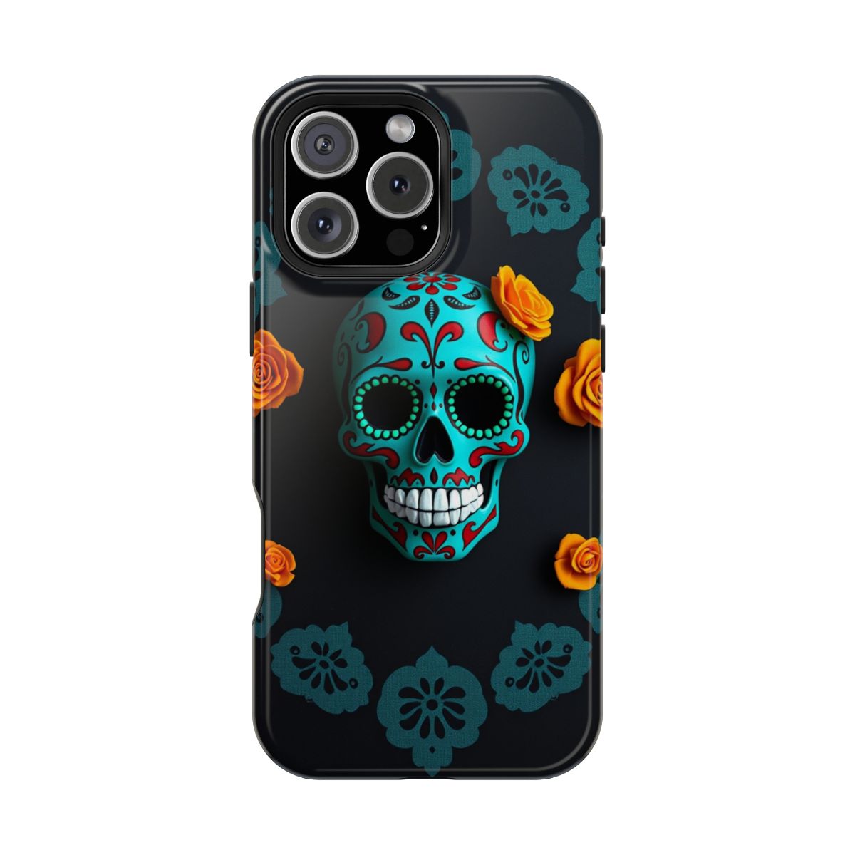 Phone Case: Teal Rose Skull