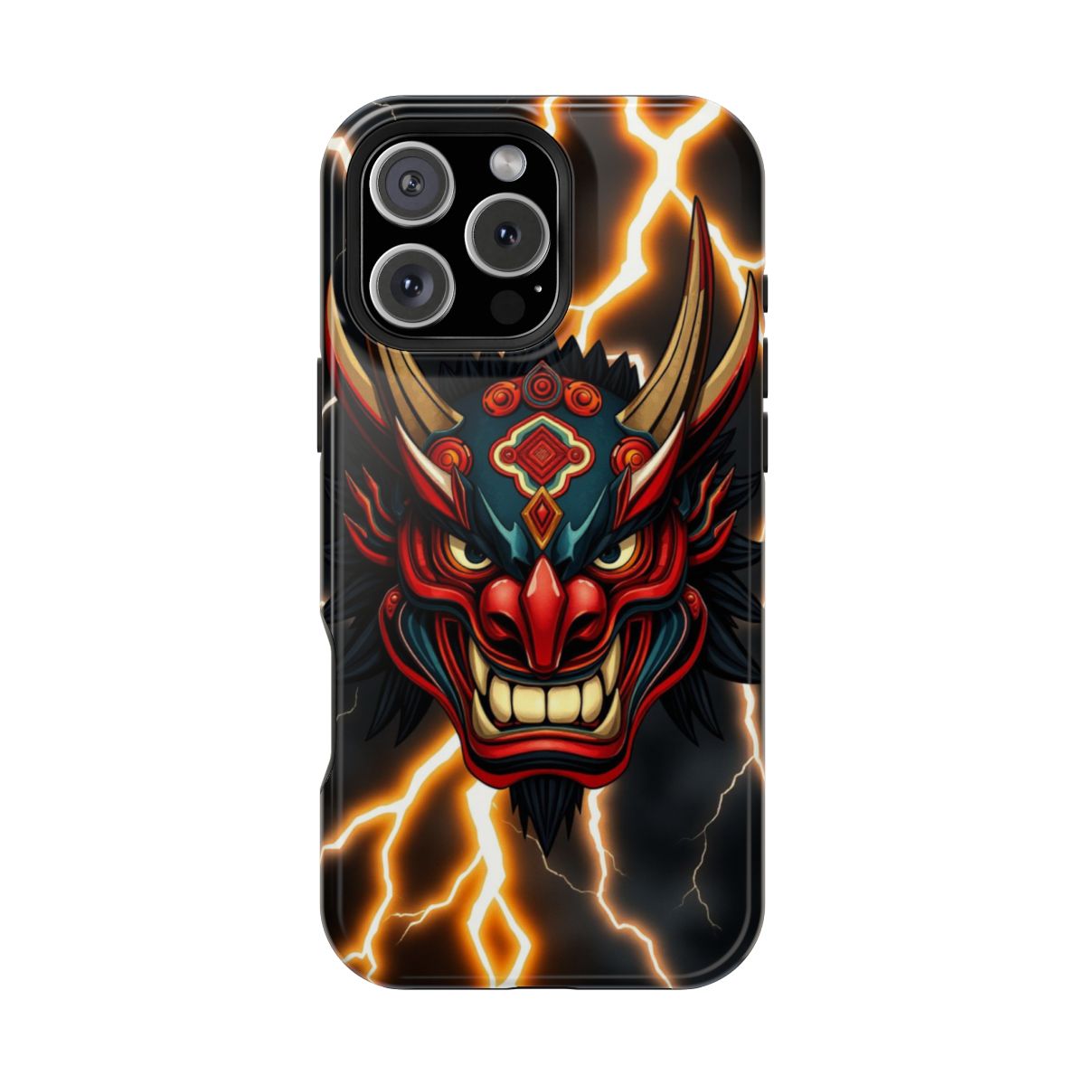 Fierce Japanese Oni Demon Mask Phone Case For iPhone Samsung