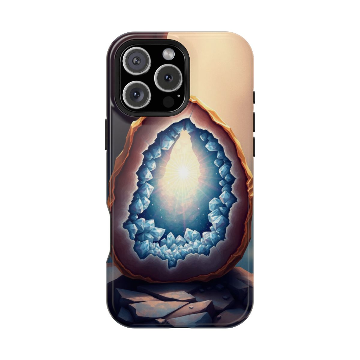 Magical Crystal Geode Gemstone Light Phone Case For iPhone Samsung