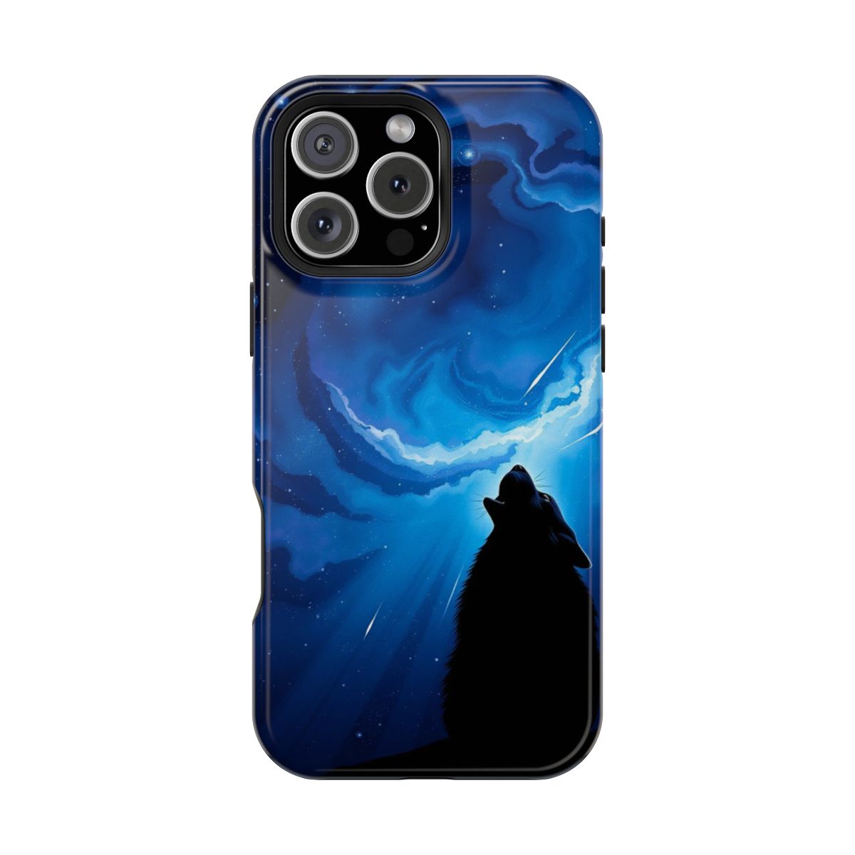 Glowing Nebula Galaxy Wolf Phone Case For iPhone Samsung