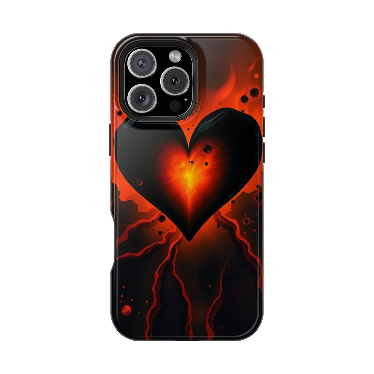 Fiery Heart Lava Obsidian Gothic Phone Case For iPhone Samsung