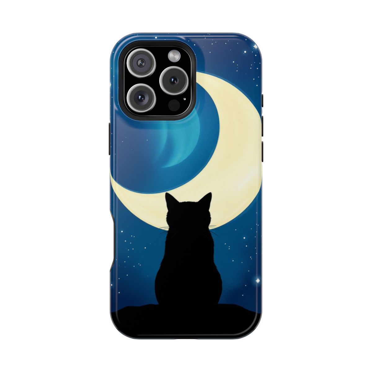 Crescent Moon Feline Silhouette Phone Case For iPhone Samsung