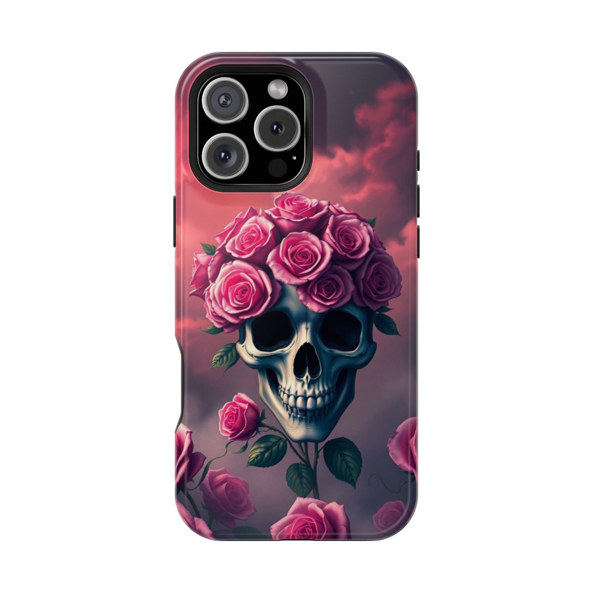Skull Roses Gothic Floral Phone Case For iPhone Samsung