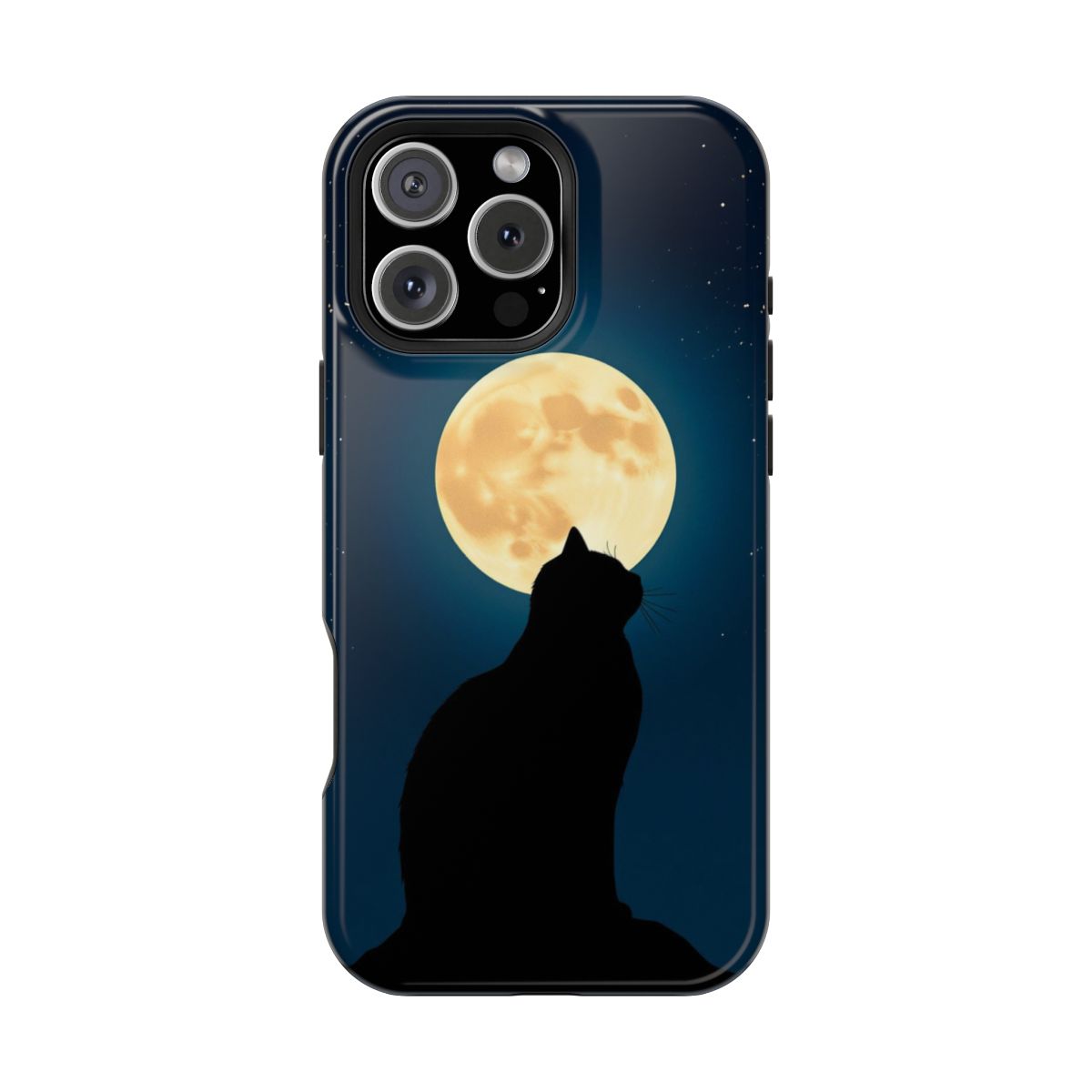Silhouette Moon Cat Mystical Black Gaze Phone Case For iPhone Samsung