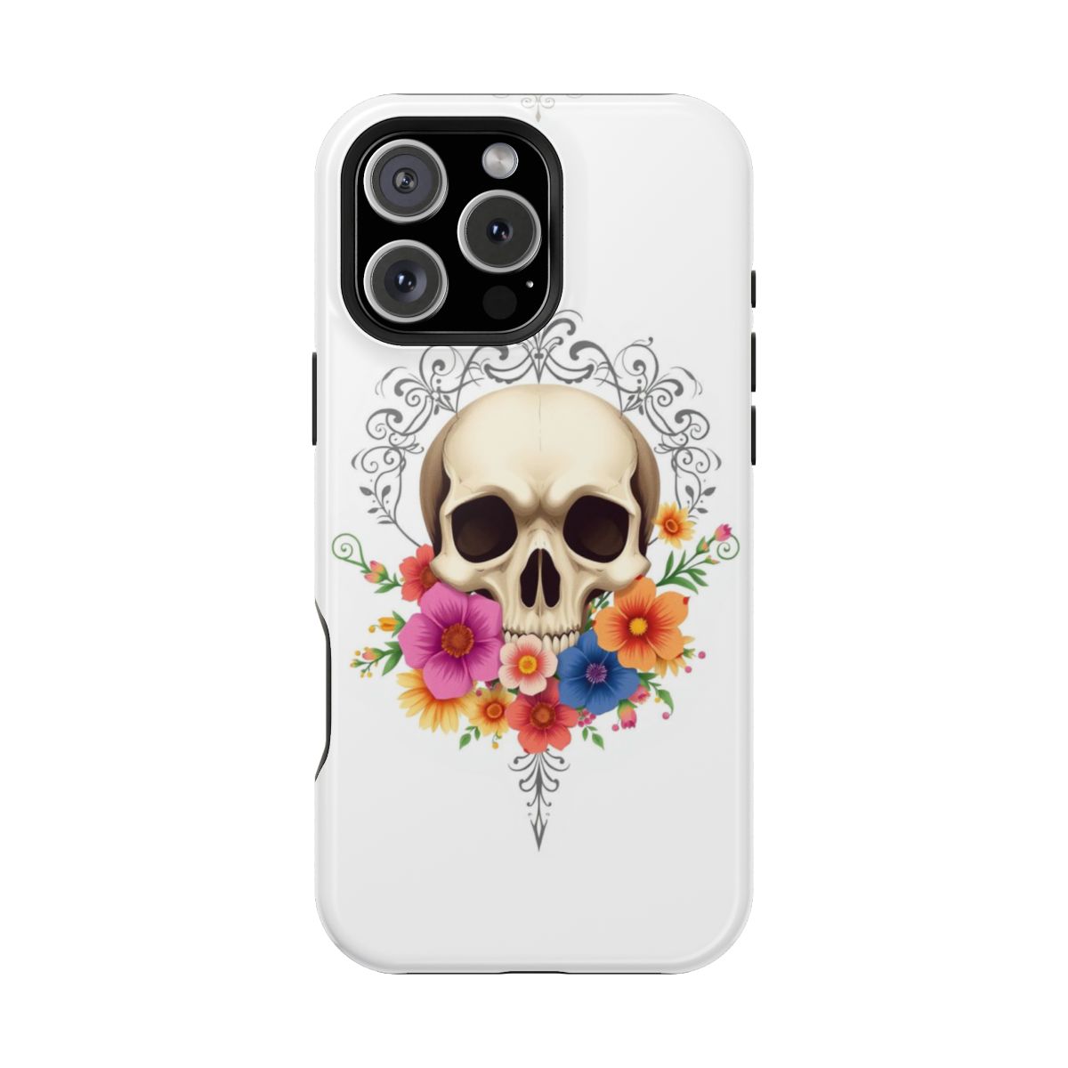 Floral Skull Gothic Romance Phone Case For iPhone Samsung
