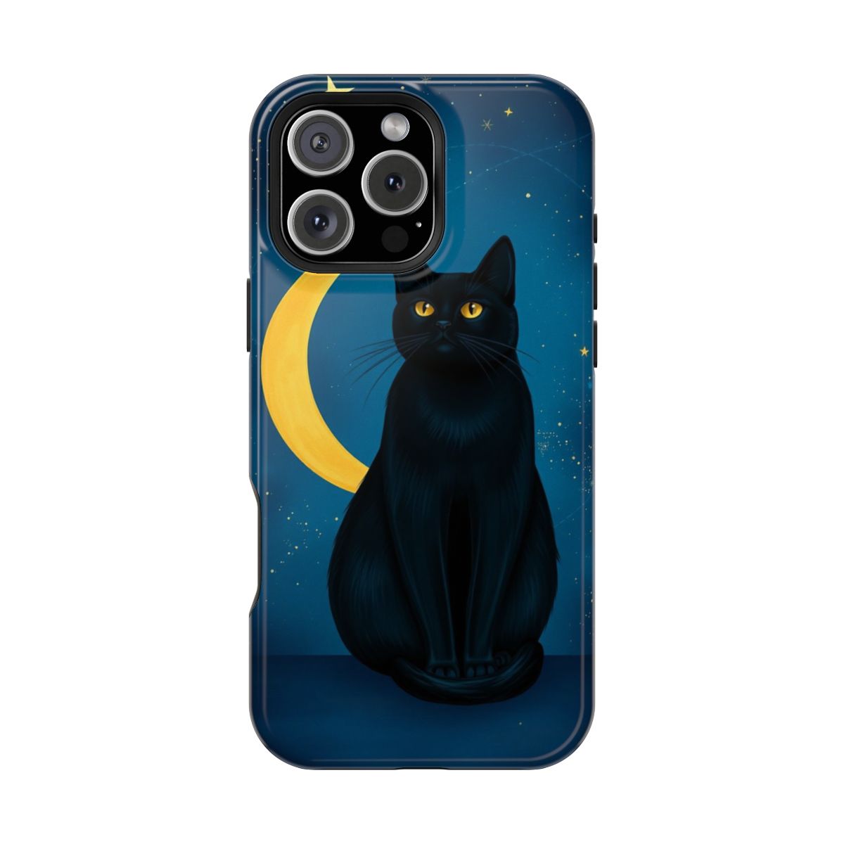 Digital Art Crescent Moon Cat Phone Case For iPhone Samsung