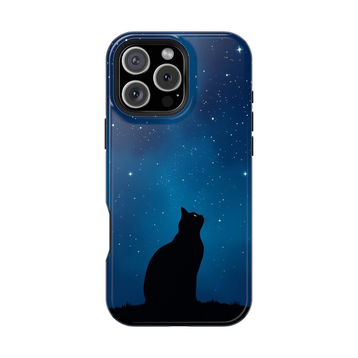 Silhouette Midnight Cat Stargazing