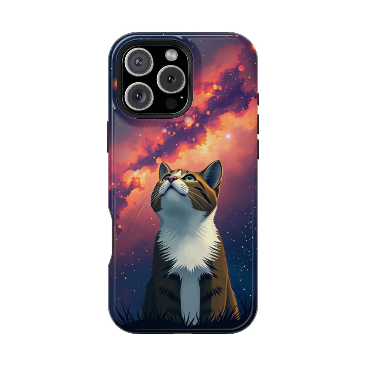 Cosmic Cat Galaxy Gaze Digital Art Phone Case For iPhone Samsung
