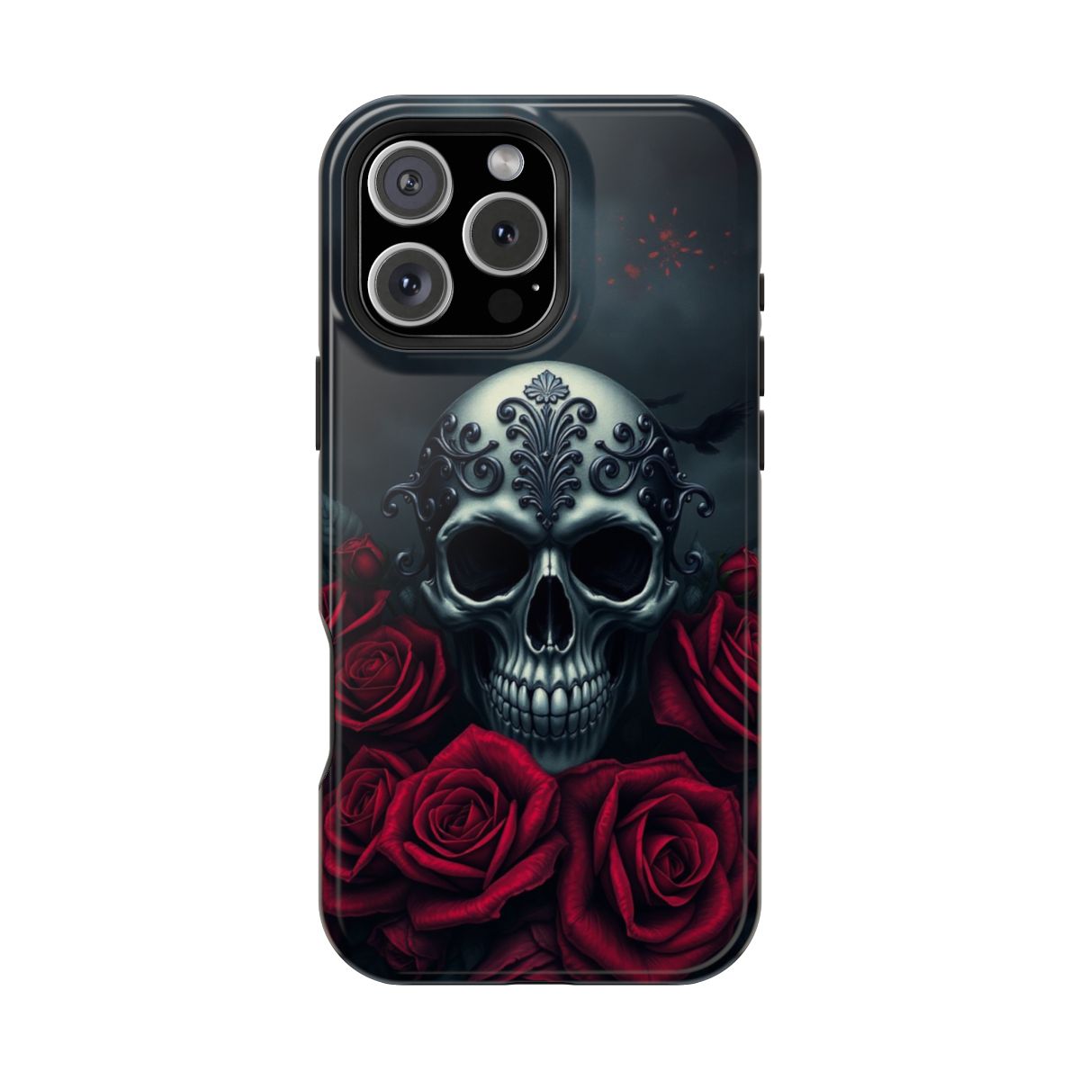 Gothic Rose Skull Dark Art Phone Case For iPhone Samsung
