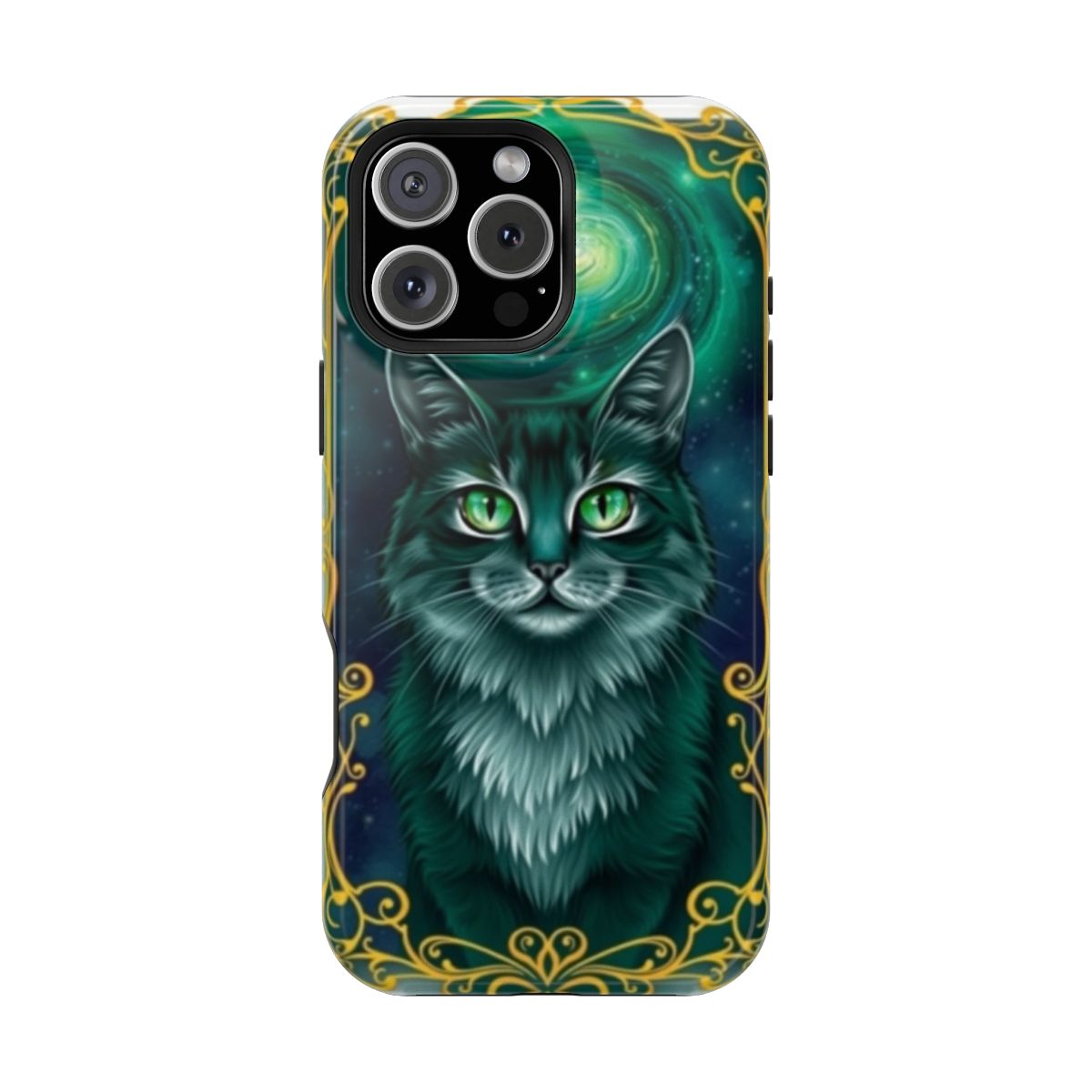 Mystical Emerald Gaze Feline Phone Case For iPhone Samsung