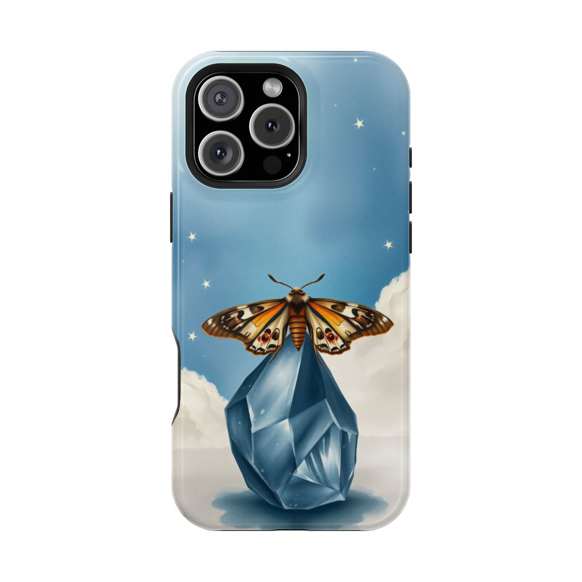 Mystic Crystal Lunar Moth Fantasy Phone Case For iPhone Samsung