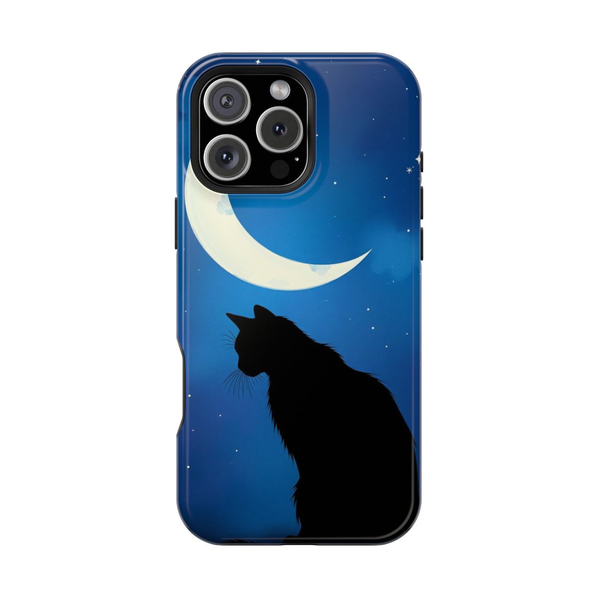 Mystical Crescent Moon Cat Night Sky