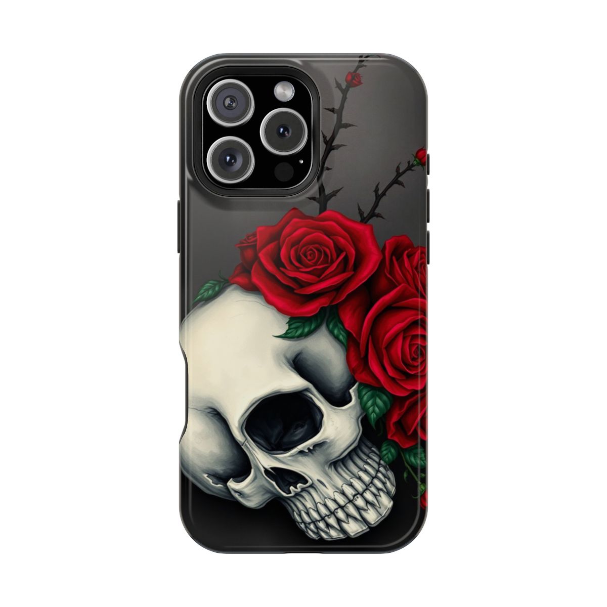 Gothic Skull Roses Romance Phone Case For iPhone Samsung